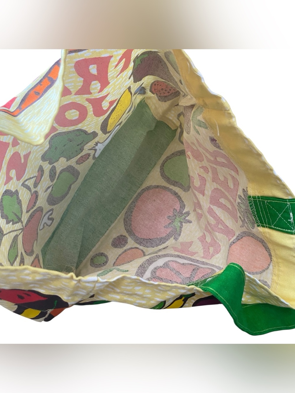 Trader Joe's Produce Veggie Vegetable Green Handle Lightweight Canvas Tote Bag - Picture 5 of 5